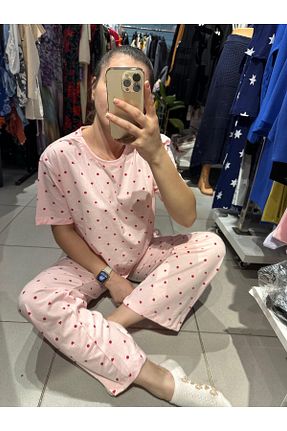 ست لباس راحتی صورتی زنانه Puantiyeli mor butik - کد 867157675