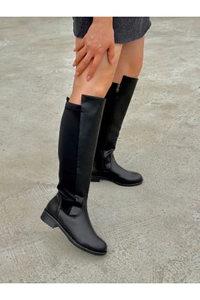 چکمه مشکی زنانه چرم مصنوعی moderno shoes - کد 867174406