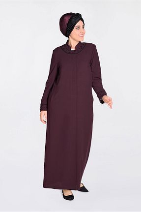 مانتو بلند حجاب زرشکی زنانه Alvina - کد 867204097