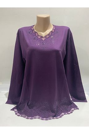 بلوز بنفش زنانه ساده BURSPA - کد 817939658