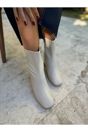 بوت / نیم بوت بژ زنانه چرم مصنوعی İnan Ayakkabı - کد 867547857