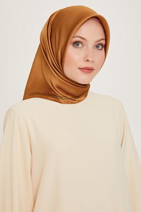 روسری طلائی کرپ ساتن ابریشم Armine - کد 867688062