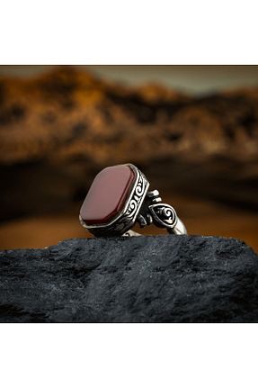 انگشتر نقره قرمز مردانه عقیق vevasilver - کد 858992222