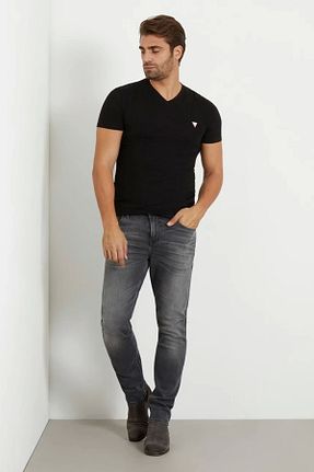 شلوار جین طوسی مردانه پاچه لوله تفنگی Guess - کد 648397375