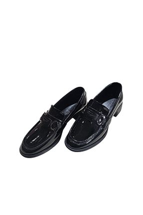 کفش آکسفورد مشکی زنانه چرم لاکی AYAKKABIDURAĞIM - کد 867268001