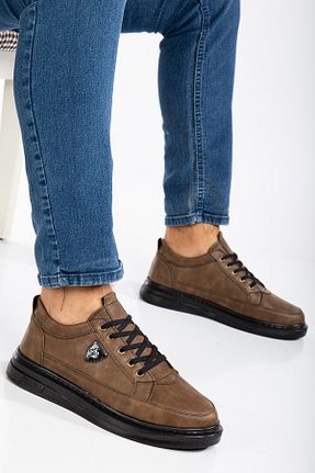 کفش اسنیکر قهوه ای مردانه بند دار BY ERG SHOES - کد 867345629