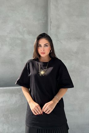 تیشرت مشکی زنانه یقه دوچرخه Seda Yalçın Atelier - کد 867346031
