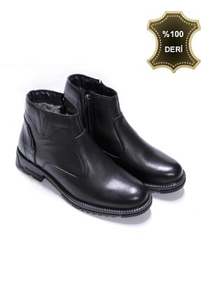بوت / نیم بوت مشکی مردانه چرم خالص ARKOÇ - کد 867590589