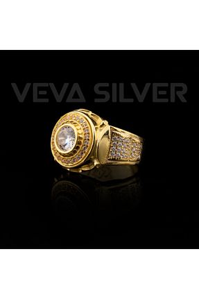 انگشتر نقره طلائی مردانه کریستال vevasilver - کد 852487045