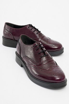 کفش لوفر زرشکی زنانه چرم خالص luvishoes - کد 867355528