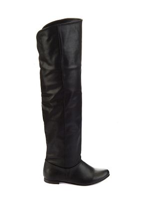 چکمه مشکی زنانه چرم مصنوعی Fox Shoes - کد 55848