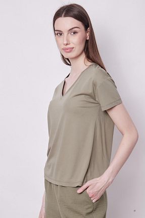 بلوز خاکی زنانه ساده Jument - کد 835910160