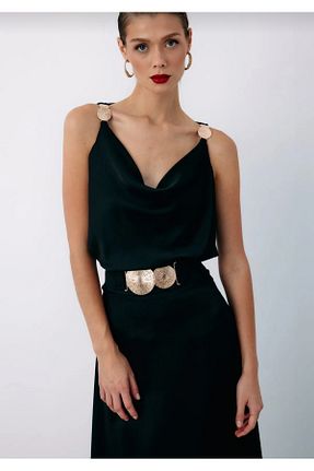 بلوز مشکی زنانه ساده Sateen - کد 867362186