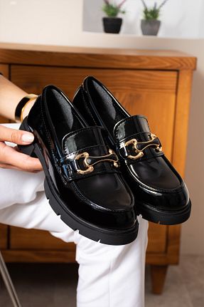 بابت مشکی زنانه چرم لاکی topukludünyası - کد 867403432