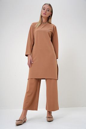 ست بالاتنه و پائین تنه قهوه ای زنانه بافتنی Trend Alaçatı Stili - کد 860668329