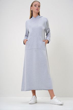 لباس طوسی زنانه بافتنی Trend Alaçatı Stili - کد 860675070