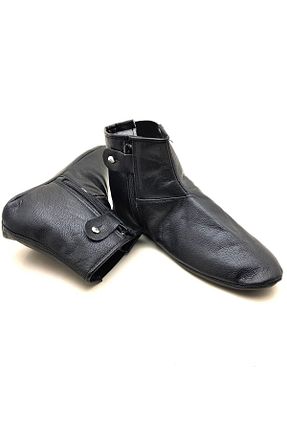 بوت خانگی مشکی زنانه چرم خالص AYMODA AYAKKABI - کد 867420564