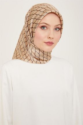 روسری قهوه ای کرپ ساتن ابریشم Armine - کد 805733366