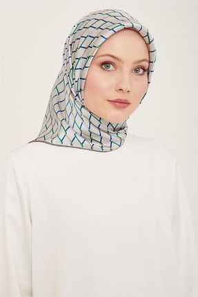 روسری طوسی کرپ ساتن ابریشم Armine - کد 805733127