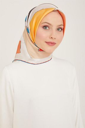 روسری زرد کرپ ساتن ابریشم Armine - کد 805733723