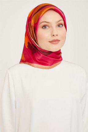 روسری نباتی کرپ ساتن ابریشم Armine - کد 757950322