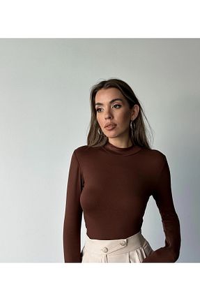 بادی قهوه ای زنانه یقه نیم ماهیگیر BiavSi - کد 867497521