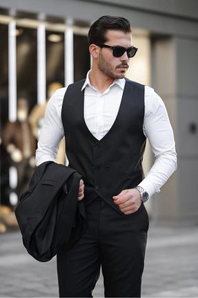 کت و شلوار مشکی مردانه یقه کتی MISTER MR.PAPYON FASHION - کد 868035422