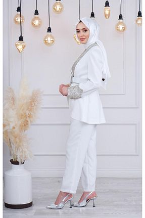 ست بالاتنه و پائین تنه حجاب نباتی زنانه رگولار White Corner - کد 153377988
