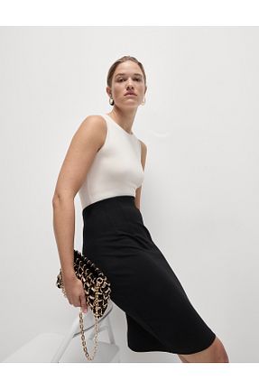 دامن مشکی زنانه الاستین Marks & Spencer - کد 867541773