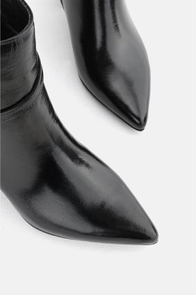 بوت / نیم بوت مشکی زنانه چرم خالص TUNAELLİ - کد 867544362