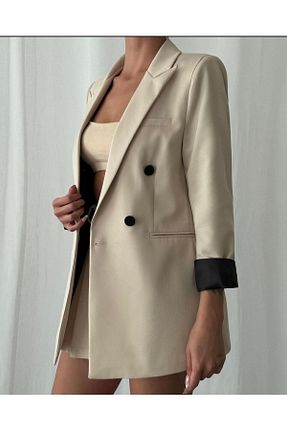 کت بلیزر بژ زنانه پارچه Butik - کد 867546193