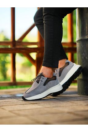 کفش اسنیکر طوسی مردانه چرم اصل ByItallanoshoes - کد 852695014