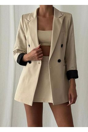 کت بلیزر بژ زنانه پارچه Butik - کد 867546193