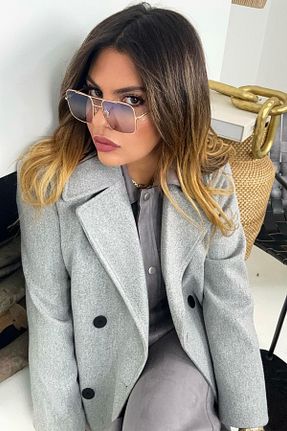 پالتو پشمی طوسی زنانه رگولار Sohotique By P - کد 867559428