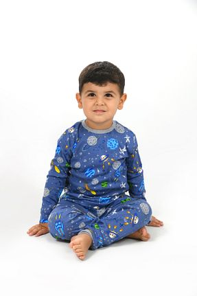 ست لباس راحتی سرمه ای بچه گانه %100 پنبه Messido - کد 819491043