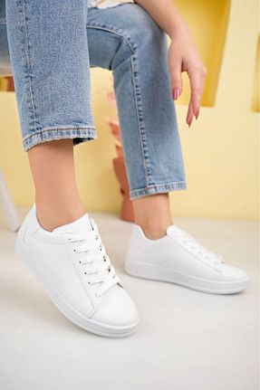 بوت / نیم بوت سفید زنانه چرم مصنوعی ARYALİSTORE - کد 866723092