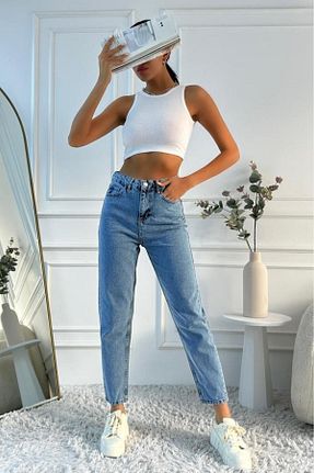 شلوار جین آبی زنانه پاچه اسپانیولی ByCukurovaFrango - کد 898064982