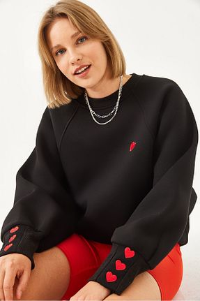 سوئیشرت مشکی زنانه ساده Bianco Lucci - کد 867580981