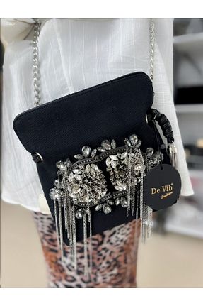 کیف دوشی مشکی زنانه پارچه ای EVASAMLİSHOESBAG - کد 867601206
