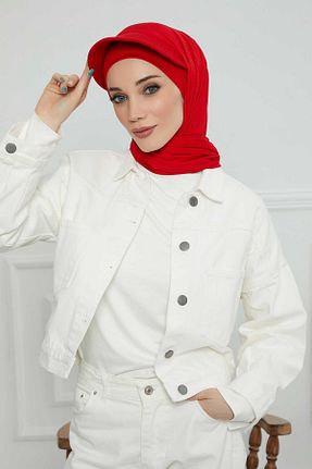 شال قرمز زنانه پنبه ای Aisha