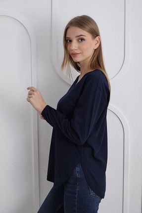 بلوز سرمه ای زنانه ساده Trendbade Butik - کد 867591555