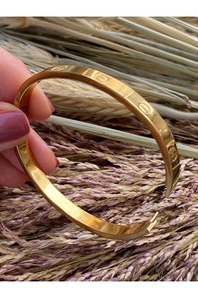 دستبند استیل (فولاد) طلائی زنانه استیل ضد زنگ Lucios - کد 867588643