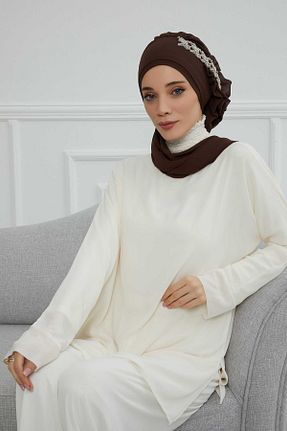 شال قهوه ای زنانه شیفون Aisha