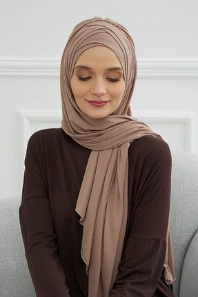 شال قهوه ای زنانه پنبه ای Aisha