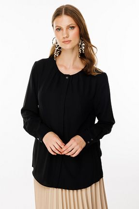بلوز سایز بزرگ مشکی زنانه رگولار Ekol - کد 867609560