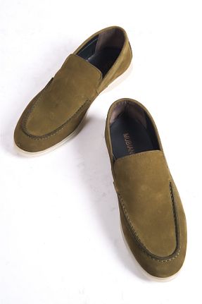 کفش لوفر سبز مردانه چرم خالص Mubiano - کد 734314363