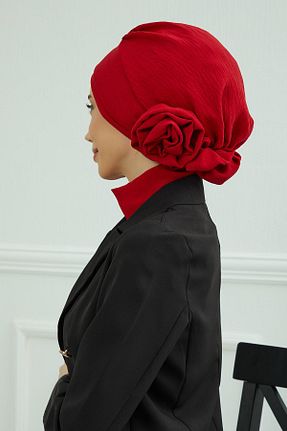 شال قرمز زنانه پنبه پلی استر Aisha