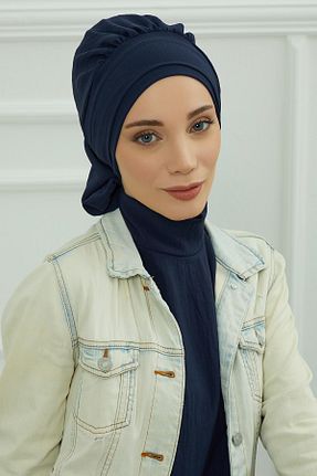 شال سرمه ای زنانه پنبه پلی استر Aisha