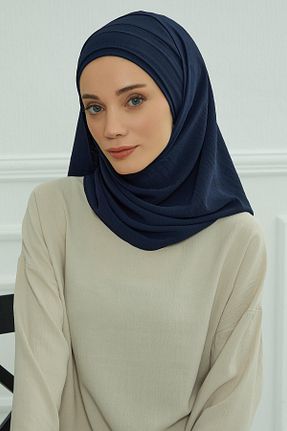 شال سرمه ای زنانه پنبه پلی استر Aisha