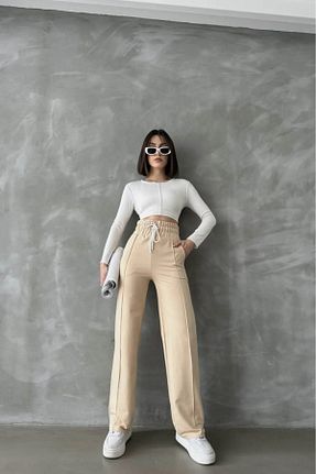 شلوار بژ زنانه پنبه ای Kültür Boutique - کد 867612081